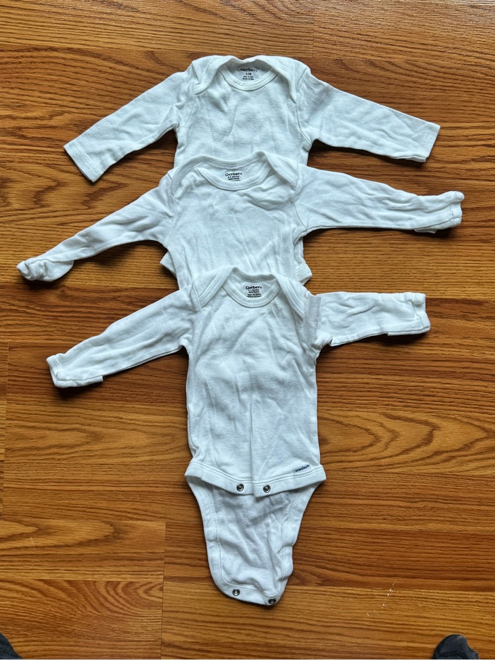 Gerber White Long-Sleeve Baby One-Piece Bodysuit Trio